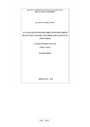 Tiểu luận an analysis of english adjectives describing human skin colours and their equivalents in vietnamese