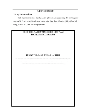 Skkn giải pháp sử dụng bài tập tình huống để rèn luyện cho học sinh kĩ năng suy luận trong dạy học phần sinh vật và môi trường sinh học 9