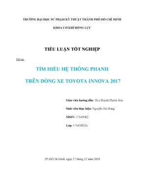 Tiểu luận tốt nghiệp đề tài tìm hiểu hệ thống phanh trên dòng xe toyota innova 2017