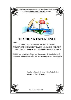 Skkn an investigation into 10 th graders teamwork in project based learningfornewenglish textbook at do luong3 highschool