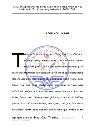 Skkn nâng cao hiệu quả hoạt động đội sao đỏ liên đội tiểu học hòa hưng