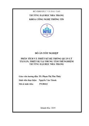 Tiểu luận đồ án tốt nghiệp phân tích và thiết kế hệ thống quản lý tài sản thiết bị tại trung tâm thí nghiệm trường đại học nha trang