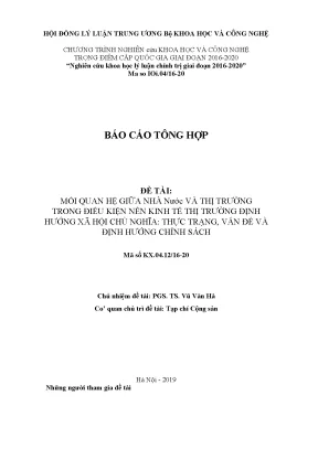 Tiểu luận đề tài mối quan hệ giữa nhà nước và thị trường trong điều kiện nền kinh tế thị trường định hướng xã hội chủ nghĩa thực trạng vắn đề và định hướng chính sách