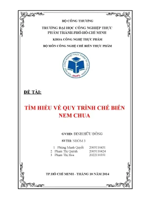 Đề tài tìm hiểu về quy trình chế biến nem chua