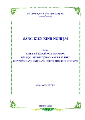 Skkn thiết kế bài giảng e learning bài học sự rơi tự do vật lý 10 thpt góp phần nâng cao năng lực tự học cho học sinh