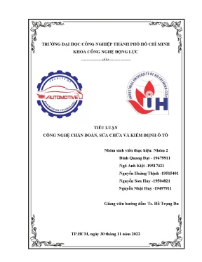 Tiểu luận công nghệ chẩn đoán sửa chữa và kiểm điịnh ô tô kiểm tra nhận dạng tổng quát