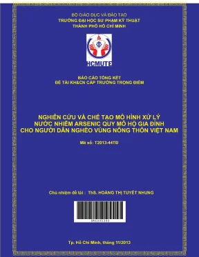 Hcmute nghiên cứu và chế tạo mô hình xử lý nước nhiễm arsenic quy mô hộ gia đình cho người dân nghèo vùng nông thôn việt nam