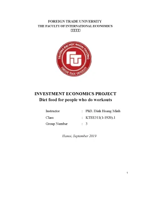 Tiểu luận investment economics project diet food for people who do workouts