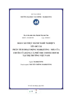 Tiểu luận phân tích hoạt động marketing mix của chuỗi cửa hàng cà phê the coffee house tại thị trường việt nam