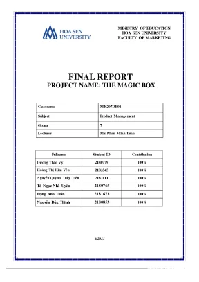 Tiểu luận final report project name the magic box iwe have read and understood about academic integrity violations