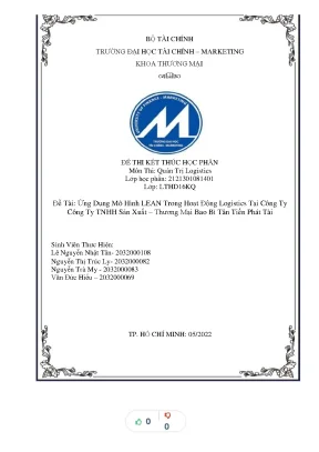 Tiểu luận ứng dụng mô hình lean trong hoạt động logistics tại công ty công ty tnhh sản xuất thương mại bao bì tân tiến phát tài