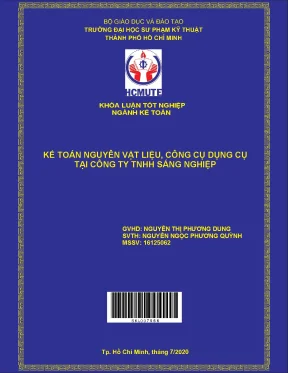 Đồ án hcmute kế toán nguyên vật liệu công cụ dụng cụ tại công ty tnhh sáng nghiệp