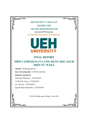 Final report mini campaign của ứ ng dụng đọc sáchđiện tử waka