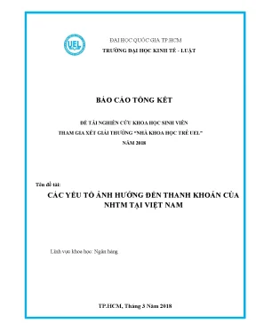 Đề tài các yếu tố ảnh hưởng đến thanh khoản của nhtm tại việt nam