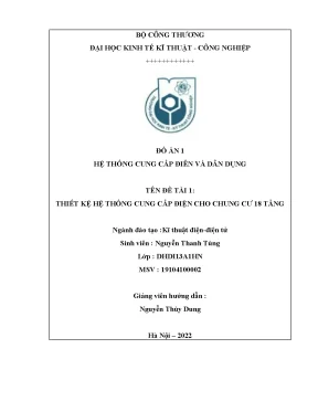 Tiểu luận đồ án 1 hệ thống cung cấp điên và dân dụng tên đề tài 1 thiết kệ hệ thống cung cấp điện cho chung cư 18 tầng