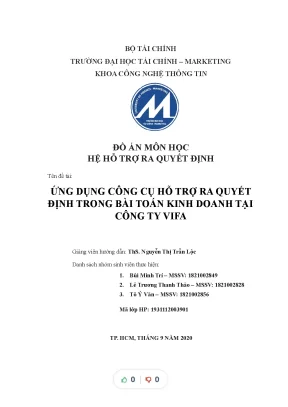 Tiểu luận ứng dụng công cụ hỗ trợ ra quyết định trong bài toán kinh doanh tại công ty vifa