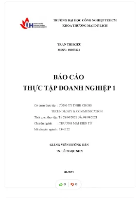 Tiểu luận báo cáo thực tập doanh nghiệp 1 cơ quan thực tập công ty tnhh cross technology communication