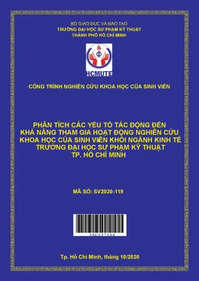 Hcmute phân tích các yếu tố tác động đến khả năng tham gia hoạt động nghiên cứu khoa học của sinh viên khối ngành kinh tế trường đại học sư phạm kỹ thuật tp hồ chí minh