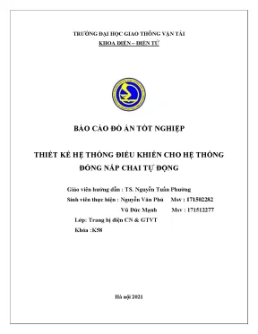 Tiểu luận báo cáo đồ án tốt nghiệp thiết kế hệ thống điều khiển cho hệ thống đóng nắp chai tự động