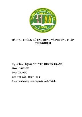 Bài tập thống kê ứng dụng và phương pháp thí nghiệm