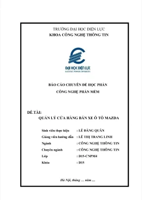 Báo cáo chuyên đề học phần công nghệ phần mềm đề ti quản lý cửa hng bán xe ô quản lý cửa hng bán xe ô tô mazda tô mazda
