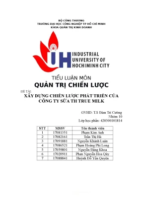 Tiểu luận môn quản trị chiến lược đề tài xây dựng chiến lược phát triển