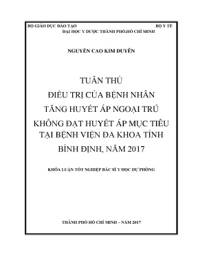 Tiểu luận tuân thủ điều trị của bệnh nhân tăng huyết áp ngoại trú không đạt huyết áp mục tiêu tại bệnh viện đa khoa tỉnh bình định năm 2017