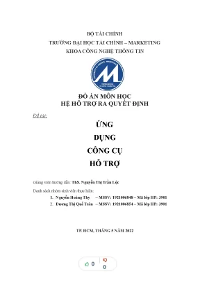 Tiểu luận đồ án môn học hệ hỗ trợ ra quyết định đề tài ứng dụng công cụ hỗ trợ