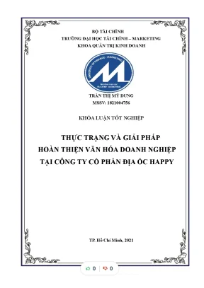 Tiểu luận thực trạng và giải pháp hoàn thiện văn hóa doanh nghiệp tại công ty cổ phần địa ốc happy