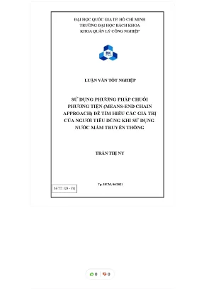 Tiểu luận sử dụng phương pháp chuỗi phương tiện means end chain approach để tìm hiểu các giá trị của người tiêu dùng khi sử dụng nước mắm truyền thống