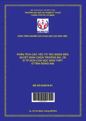 Hcmute phân tích các yếu tố tác động đến quyết định chọn trường đh cđ ở tp hcm của học sinh thpt ở tỉnh đồng nai