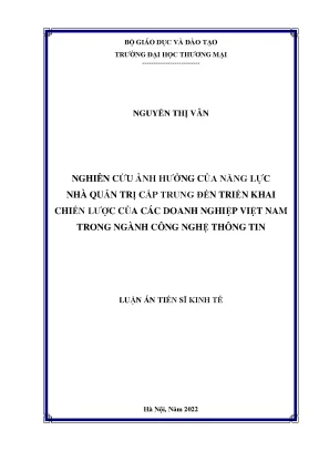 Nghiên cứu ảnh hưởng của năng lực nhà quản trị cấp trung đến triển khai chiến lược của các doanh nghiệp việt nam trong ngành công nghệ thông tin