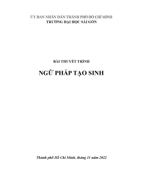 Bài thuyết trình ngữ pháp tạo sinh