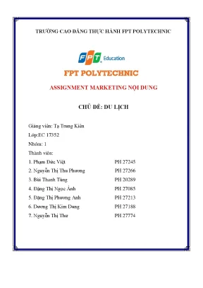Tiểu luận assignment marketing nội dung chủ đề du lịch