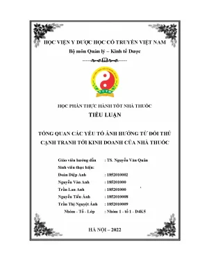 Tiểu luận tiểu luận tổng quan các yếu tố ảnh hưởng từ đối thủ cạnh tranh tới kinh doanh của nhà thuốc