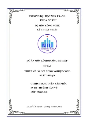 Đồ án môn lò hơi công nghiệp đề tài thiết kế lò hơi công nghiệp công suất 340 kg h