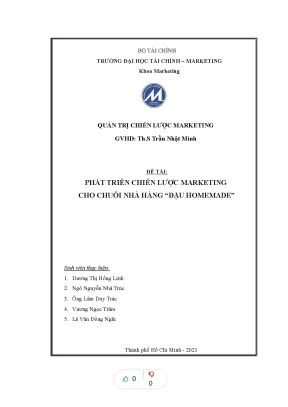 Tiểu luận phát triển chiến lược marketing cho chuỗi nhà hàng đậu homemade