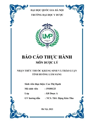 Tiểu luận nhận thức thuốc kháng sinh và thảo luận tình huống lâm sàng
