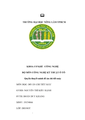 Thuyết minh đồ án chi tiết máy đề tài đề số 05 thiết kế hệ thống dẫn động xích tải phương án số 15