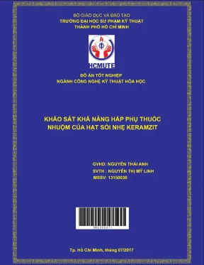 Đồ án hcmute khảo sát khả năng hấp thụ thuốc nhuộm của hạt sỏi nhẹ keramzit