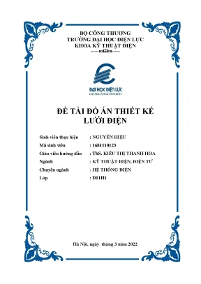 Đề tài đồ án thiết kế lưới điện thiết kế hệ thống điện gồm một nguồn điện công suất vô cùng lớn và 5 phụ tải