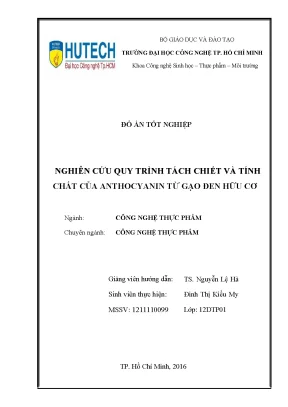 Tiểu luận nghiên cứu quy trình tách chiết và tính chất của anthocyanin từ gạo đen hữu cơ