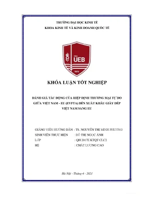 Tiểu luận đánh giá tác động của hiệp định thƣơng mại t do ự giữ ệ a vi t nam eu evfta đến xu t kh ấ ẩu giày dép việt nam sang eu