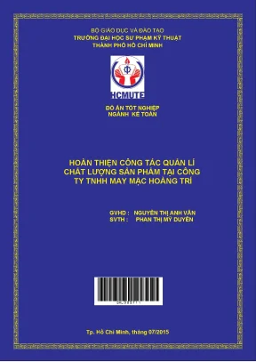Đồ án hcmute hoàn thiện công tác quản lí chất lượng sản phẩm tại công ty tnhh may mặc hoàng trí