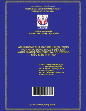 Đồ án hcmute ảnh hưởng của các điều kiện tổng hợp nano đồng i oxit đến khả năng kháng escherichia coli trong điều kiện in vitro
