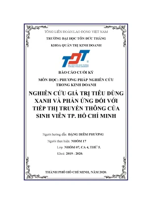 Tiểu luận nghiên cứu giá trị tiêu dùng xanh và phản ứng đối với tiếp thị truyền thông của sinh viên tp hồ chí minh