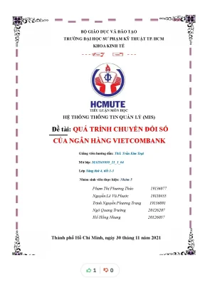 Tiểu luận hệ thống thông tin quản lý mis đề tài quá trình chuyển đổi số của ngân hàng vietcombank