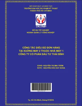 Đồ án hcmute công tác điều độ đơn hàng tại xưởng may 2 thuộc nhà máy 1 công ty cổ phần đầu tư thái bình
