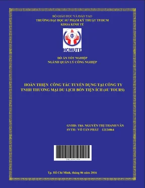 Đồ án hcmute hoàn thiện công tác tuyển dụng tại công ty tnhh thương mại du lịch bốn tiện ích 4u tours