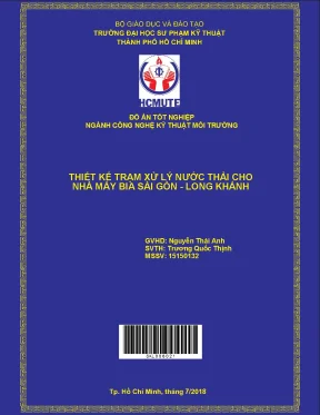 Đồ án hcmute thiết kế hệ thống xử lý nước thải cho nhà máy bia sài gòn long khánh công suất 1730 m3 ngày đêm